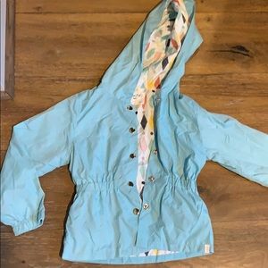 Lightweight rain jacket. Powder blue